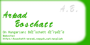 arpad boschatt business card